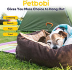 Petbobi Dog Tie Out Cable and Stake, 20ft Heavy Duty Dog Leads for Yard | 4in Shock Spring, 16in Spiral Ground Anchor, 360° No-Tangle Swivel, Chew-Proof Rustproof Wire, Up to 120 lbs, Outdoor Camping