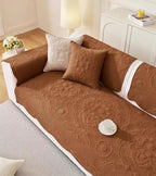 Luxury Vintage Cotton Embroidery Sofa Cover Soft Farmhouse Seat Cushion Cover Floral Quilted Sectional Couch Cover Anti-Slip Sofa Slipcovers Furniture Protector for Dogs Cats (Orange,36"x82")