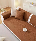 Luxury Vintage Cotton Embroidery Sofa Cover Soft Farmhouse Seat Cushion Cover Floral Quilted Sectional Couch Cover Anti-Slip Sofa Slipcovers Furniture Protector for Dogs Cats (Orange,36"x94")
