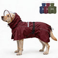 Pet Dog Raincoat Jacket Large Dog Rain Poncho with Transparent Hood, Double-Layer Structure, Adjustable, Waterproof, and Reflective, Suitable for Medium to Large (Wine Red, L)