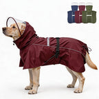 Pet Dog Raincoat Jacket Large Dog Rain Poncho with Transparent Hood, Double-Layer Structure, Adjustable, Waterproof, and Reflective, Suitable for Medium to Large (Wine Red, 6XL)