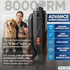 2-in-1 Dog & Cat Nail Clippers and Grinder with LED Light | Sharp Blade, Low-Noise Grinder, Safety Guard & USB Rechargeable Cordless Design for Small, Medium and Large Pets