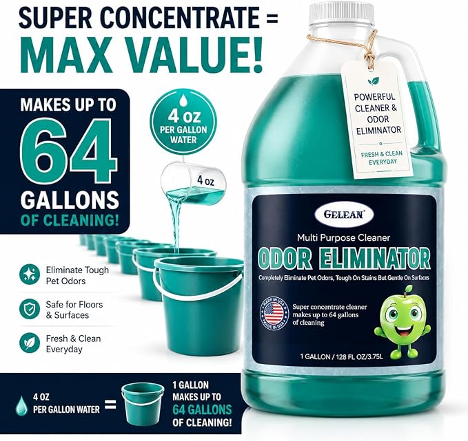 Multi Purpose Cleaner Pet Odor eliminator - pH Neutral - Strong Odor Floor Cleaner - Pet Odor Eliminator for Home - Best Scent Remover for Cat and Dog Pee All Purpose Cleaner 1 gallon (Sky Breeze)