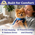 Surgi Snuggly Dog Surgery Recovery Suit – Dog Onesie for Post Surgery Recovery, Female Spay & Male Neuter – Surgical Suit for Dogs, E-Collar Cone Alternative, Double Blue - Medium Long, 16" - 19" (EC)
