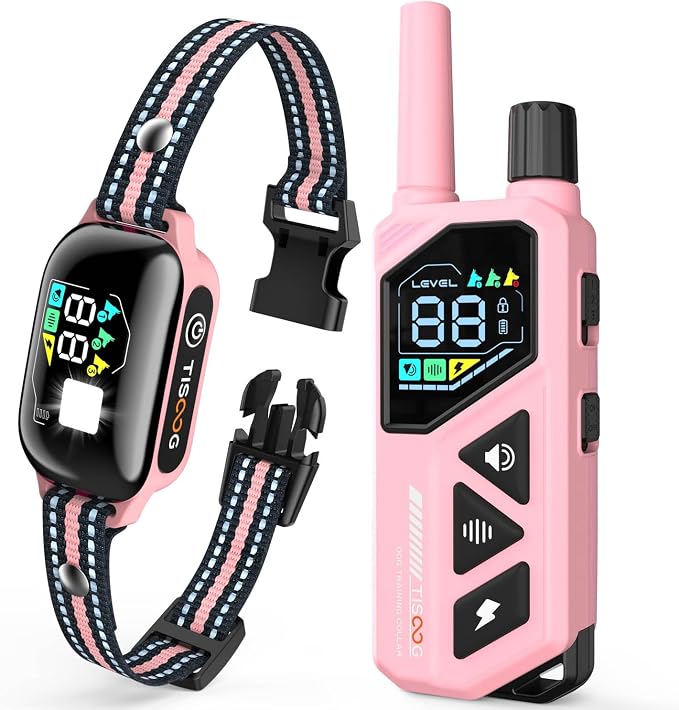 3300ft Dog Shock Collar with Remote Control, IPX7 - Pink | 4 Training Modes, Security Lock, Extremely Long Battery Life, Waterproof, Rechargeable E-Collar for Small Medium Large Dogs