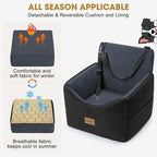 JOEJOY Dog Car Seats for Small Medium Dogs Under 35lbs, Dog Booster Seat with Detachable Washable Cover and Cushion, Memory Foam Pet Car Seat with Safety Belt and Storage Pockets (DG)