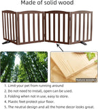 ZJSF Foldable Freestanding Indoor Dog Gate for House Wood Long Pet Gates Dog Fence for Stairs Puppy Gates for Hallways, Puppy Gate,Support Feet Included, Brown, 24 "Height-4 Panels