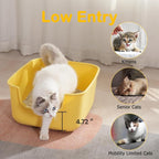 Large Cat Litter Box with High Sides,Cat Boxes for Indoor Cats,Cat Litter Pan for Kitty,Litter Box with Low Entry,Easy to Clean,Anti-Splashing (Green)