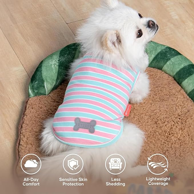 KYEESE 2Pack Dog Shirt, Soft Striped Dogs T Shirts, Lightweight Pet Tank Top, Sleeveless Dog Shirt for Large Dogs, Stretchy Comfortable Pet Vest, Pink, 3XL