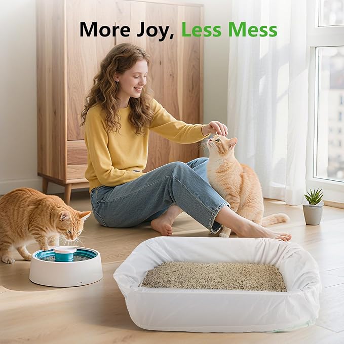 40 Count Cat litter Box Liners, 36" x 16" Large Extra Durable Heavy Duty Litter Pan Liner Bags with Drawstring Pre-Separated for Pet Kitty Litter Box Tray,Unscented