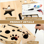 Cat Nail File Box, Wooden Scratch Puzzle Enrichment Box, Textured Nail Filing Surface, Includes Bell Ball and Cat Teasing Stick, for Indoor Cats