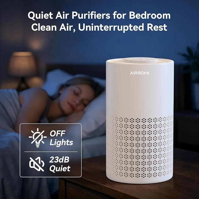 AIRROMI Air Purifier for Bedroom with A2001 Creamy Beige