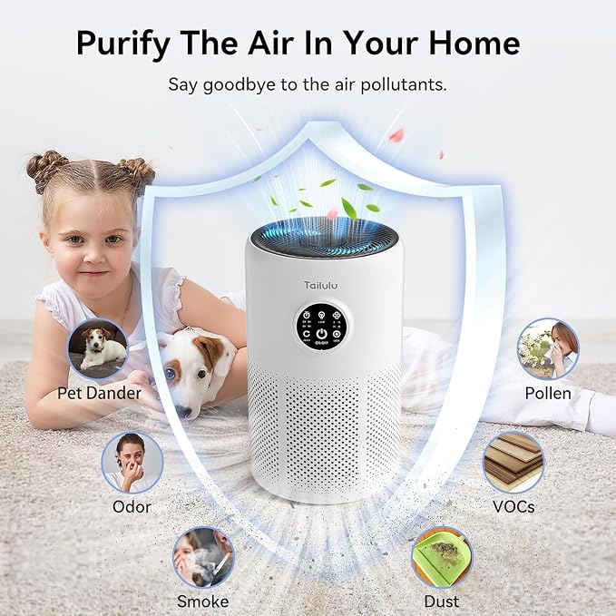 Tailulu Air Purifiers for Home Bedroom with Washable Filter Up to 1360 Ft² | HEPA Air Purifiers Large Room for Pet Dander Smoke Odor Dust Pollen with Timer Fragrance Sponge Sleep Mode