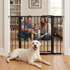 Mumeasy 29.7-43" Adjustable Baby Gate, Auto Close Dog Gate for Doorways | No drill installation, one hand operation, adjustable width, secure locking system, for dogs pets babies toddlers