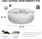 Himax Covered Large Dog Bed with Blanket Attached Calming Burrow Light Grey | 35in Anti-Anxiety Donut dog bed with cover, Washable Round Fluffy Pet& Cat Beds for Indoor