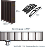 Dog Gates for the House Doorways Extra Wide 110 Inches Wood Freestanding Pet Gates for Dogs Indoor Fence with Support Stands