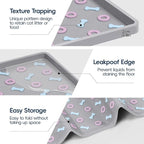 Silicone Cat Litter Mat 40" x 28" Cat Mat for Litter Box, Light Grey | Extra Large Litter Box Mat, Waterproof Cat Litter Trapping Mat, Non-slip, Leakproof Kitty Litter Mat with Bone Pattern