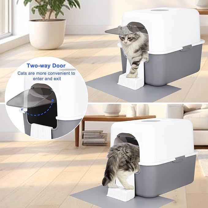 Sfozstra Enclosed Cat Litter Box: Odor Control Leak Resistant Design | Pull Out Tray /Top & Front Entry / Reduced Litter Tracking / Spacious Cat Room / Easy Maintenance / for Cats Under 8 Lbs