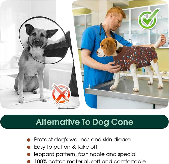Kuoser Dog Recovery Suit for Post-Surgery Care, Spay Neuter Bodysuit for Female & Male Dogs, Anti-Licking Surgical Onesie, Snug Fit for Abdominal Wound Protection & Skin Healing, Brown XXL