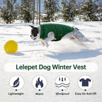 Lelepet Reversible Dog Coat Windproof Dog Jacket Lightweight Puffer Vest | Dogs Puffer Coat for Dogs Adjustbale Hook & Loop Pet Apparel Cold Weather Coats with Leash Hole, Chihuahua, French Bulldog, L