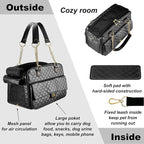 Fashion Dog Purse Carrier for Small Dogs with Large Pockets, Holds Up to 8lbs Quality PU Leather Pet Carrier, Cat Carrier, Airline Approved Puppy Purse Carrier for Travel (Black, Small Size)