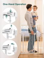 Babelio Pressure Mounted Baby Gate for Stairs, 26-40" Wide Dog Gate,2 Pack | Triple-lock System; Pressure/Wall Mount; Auto-close; 200N Impact Tested; Easy Install for Doorways, Kitchen, Hallway, White