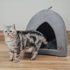 Best Pet Supplies Cat Bed for Indoor Cat, Domed Tent House with Removable Pillow, Covered Cat Cave for Small Dog, Puppies and All Breeds of Cats - Gray, 20 x 20 x H:22"