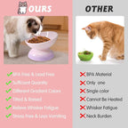 kathson 4 Pcs Ceramic Raised Cat Bowls, Elevated Tilted Cat Food Bowl, Anti Vomiting Pet Food Bowl, Colorful Porcelain Pet Feeder Dish for Cats and Small Dogs, Stress Free(Blue,Green,Purple,Pink)