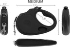 TUG Oval 360° Tangle-Free Retractable Dog Leash with Integrated Waste Bag Dispenser (Medium, Black)