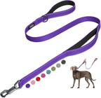 Fida 4 FT Heavy Duty Dog Leash with 2 Comfortable Padded Handles, Traffic Handle & Advanced Easy Snap Hook, Reflective Walking Lead for Large, Medium & Small Breed Dogs, Purple