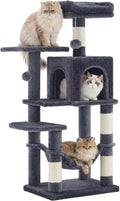 SONGMICS HOME Cat Tree for Indoor Cats, Multi-Level Tower Condo with Sisal Scratching Posts, Hammock and Condo, Dark Gray