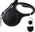 Fida Retractable Dog Leash with Dispenser and Poop Bags, 16 ft Pet Walking Leash for Large Dog up to 110 lbs, Anti-Slip Handle, Tangle-Free, Reflective Nylon Tape (L, Black)