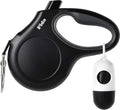 Fida Retractable Dog Leash with Dispenser and Poop Bags, 10 ft Pet Walking Leash for X-Small Dog or Cat up to 18 lbs, Anti-Slip Handle, Tangle Free, Reflective Nylon Tape (XS, Black)