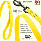 Dogline Biothane Waterproof Dog Leash Strong Coated Nylon Webbing with Black Hardware Odor-Proof Easy to Clean High Performance for Small or Large Dogs Made in USA 4 or 6 ft Lead, Lemon Yellow