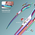 GLADOG 7 Inch Professional Dog Grooming Scissors Kit, 5-in-1 Titanium Coated Pet Grooming Shears Set, Heavy Duty Grooming Scissors for Dogs (Pro Rainbow)