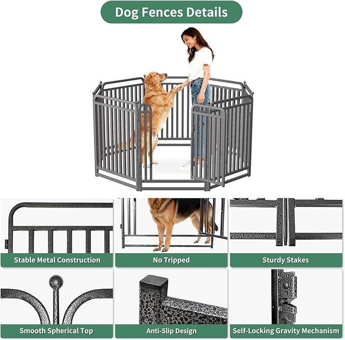 40 Inch Dog Playpen Outdoor, 12 Panels Puppy Playpen Heavy Duty Dog Play Pen Indoors, Rust Resistant Dog Pen for Large/Medium/Small Dogs, Dog Fence for RV Camping