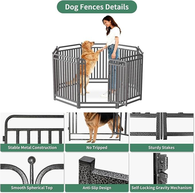 40 Inch Dog Playpen Outdoor, 20 Panels Puppy Playpen Heavy Duty Dog Play Pen Indoors, Rust Resistant Dog Pen for Large/Medium/Small Dogs, Dog Fence for RV Camping