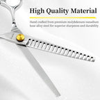 Dog Grooming Scissors, 7.0" 18 Teeth Chunker Shears, Premium Stainless Steel, Safety Rounded Tip & Offset Handles for Precision Trimming Dogs, Cats, Pet at Home