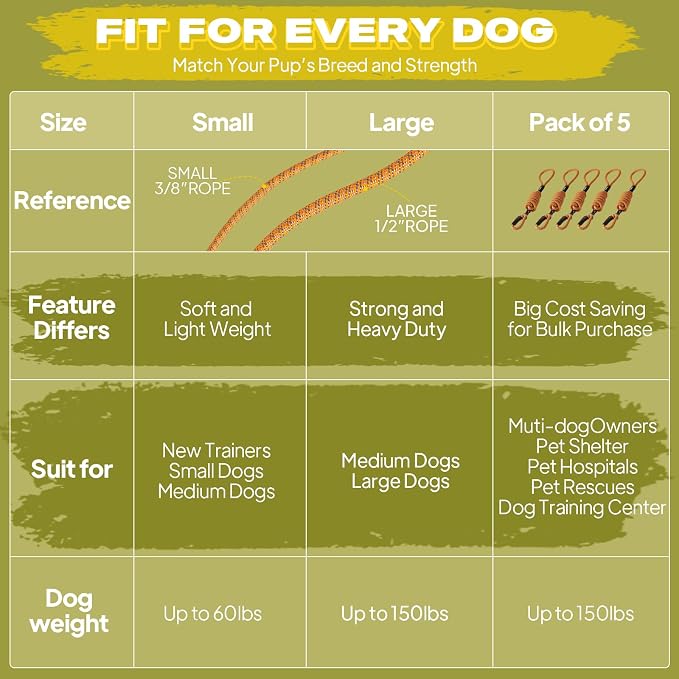 Fida Durable Slip Loop Lead for Large, Medium Dogs, 6 FT x 1/2" Heavy Duty, Comfortable Strong Rope, No Pull Pet Training Leash with Highly Reflective, Orange