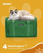 MIDOG Cat Carrier Soft for Small-Medium Cats Up to 15lbs, Airline Approved | Expandable Square Design,Comfort & Breathable Window,Equipped with anti-slip lock zippers and an internal safety leash