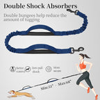 iYoShop Hands Free Dog Leash with Zipper Pouch, Dual Padded Handles and Durable Bungee for Walking, Jogging and Running Your Dog (Large, 25-120 lbs, True Navy)
