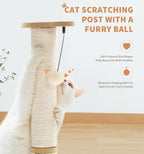 Made4Pets Cat Scratching Post for Indoor Cats with Ball Track 23.4" | Interactive Cat Scratching Post with Natural Sisal Rope, Rolling Ball Track and Taller Scratching Height, Modern Home Décor