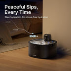 Cordless Cat Water Fountain, 78oz/2.3L, Battery Operated, Silver | Stainless Steel Tray, Rechargeable 4000mAh, Wireless, Motion Sensor, Ultra-Quiet Pump, Locking Lid, Automatic Fountain