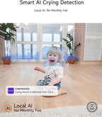 2 Pack 2.5K Cameras for Home Security, Non-Subscription AI Human/Pet/Crying Detection, 4MP Dog/Cat/Pet Camera Indoor with Phone App, Pan Tilt 2.4G WiFi Indoor Cameras, IR Night Vision, 2-Way Audio