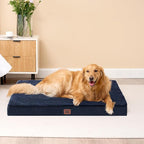 EHEYCIGA Orthopedic Dog Bed Large with Removable Washable Cover,Navy,41x27 | Egg Crate Foam Support,Durable Oxford fabric,Non-Slip Bottom,Machine Washable,Soft Waterproof Plush Pet Bed Mat For Crate