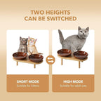 Havniva Elevated Cat Bowls, Ceramic Cat Bowl with Bamboo Stand Wide Opening | 5.7” Raised Cat Food Bowls, Whisker Friendly Cat Dish, Anti-Slip Cat Water Bowls, Shallow Cat Bowls, Cat Food & Water Bowl
