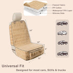 Dog Car Seat Cover Front Seat, Soft Plush Waterproof Protector,Tan | Non-Slip Backing, Side Flaps, Full Coverage, Hair, Dirt & Scratch Defense, Machine Washable, Fits Cars, SUVs & Trucks