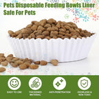 meekoo 600 Pcs Large Pet Disposable Feeding Bowls Liner Bulk Cat Food Bowls Small Paper Dish Paper Liner for Small Dogs Cats Dish Wet Food Feeding Station(White,Classic)