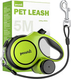 Pecute Chew Proof Retractable Dog Leash 16.4ft for Dogs 11-66 lbs | Heavy Duty Dog Leash Retractable with Steel Anti-Chew Cable, Lightweight, Non-Slip Grip, Built-in Poop Bag Holder, Reflective