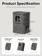 FUKUMARU Cat House for Indoor Cats, Warm Felt Cat Bed, Scratch Resistant | Large Cat Bed Cave, 3-in-1 Cat Condo, Cozy Felt Covered Cats Tunnel, 23.62 Inch Kitten Hideaway for Multicats, Dark Grey